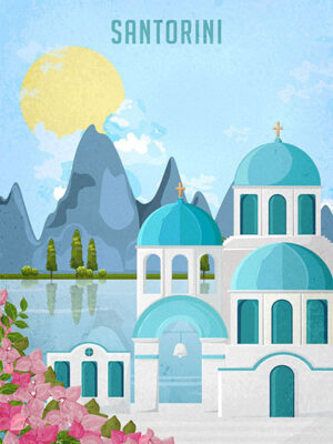Santorini Travel Poster