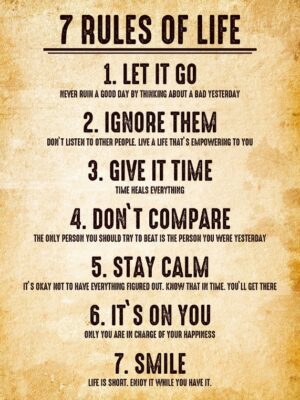 Seven Rules Of Life Retro Poster