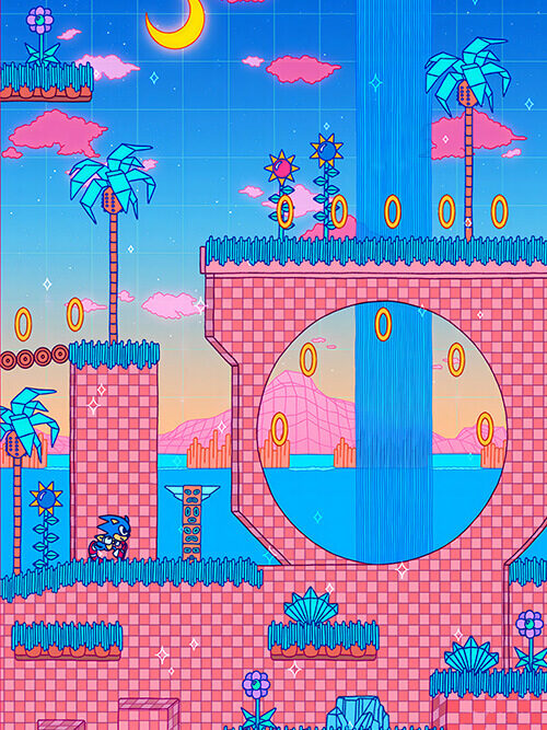 Sonic Green Hill Pop Pastel Poster