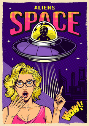 Space Aliens popart Poster