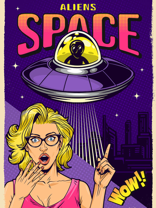 Space Aliens popart Poster