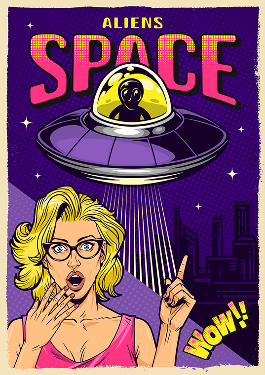 Space Aliens popart Poster