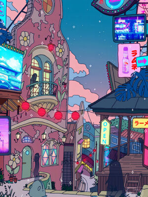 Spirited Alley Pop Pastel Poster