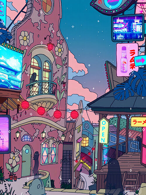 Spirited Alley Pop Pastel Poster
