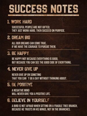 Success Notes Metal Wood Poster