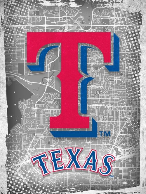 Texas Rangers Major Basketball League City Maps Crests Poster
