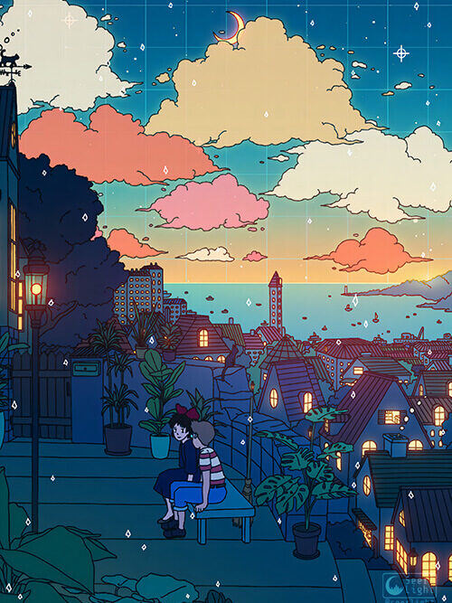 Town With An Ocean View Pop Pastel Poster