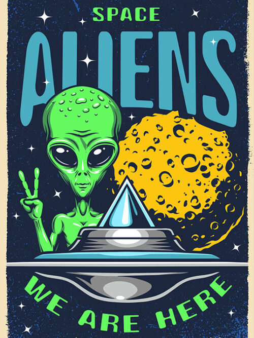 We are Here Space Aliens popart Poster