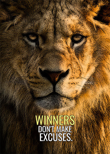 Winners don't make excuses motivational Poster