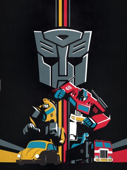 Yellow and Red Transformers Poster