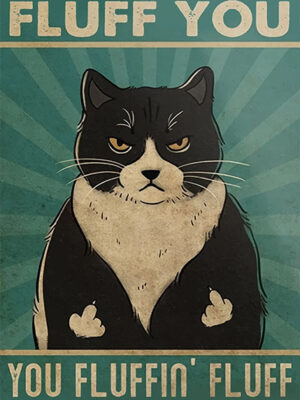 Fluff You Black Cat Funny Poster