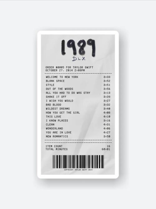 1989 Taylor Swift Album Receipt Sticker