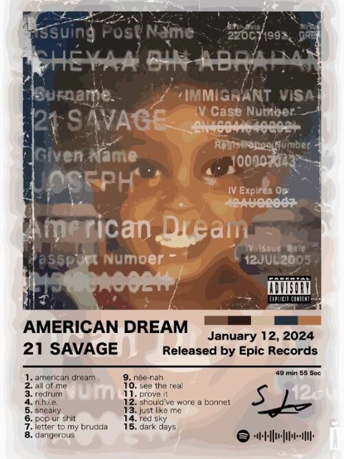 21 Savage American Dream Music Poster