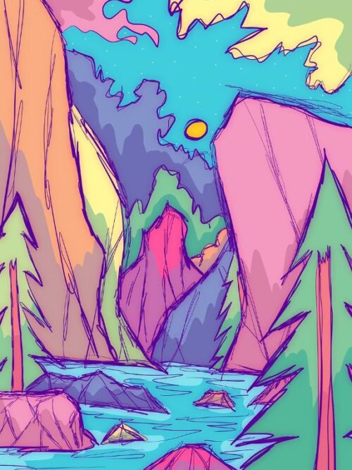 A Lake Amongst The Rocks Spring Vibes Poster
