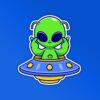 Alien Love Sign Sticker