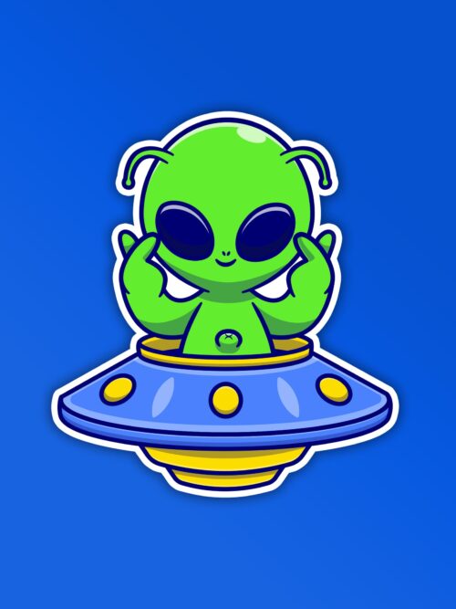 Alien Love Sign Sticker