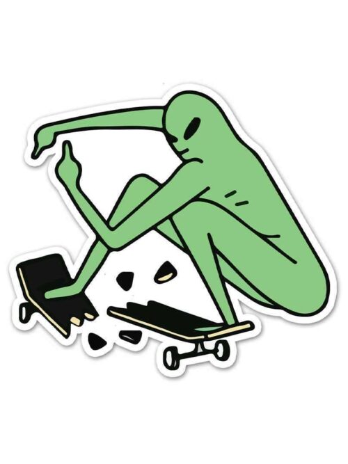 Alien On Skateboard Sticker