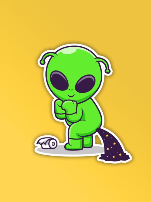 Alien Pooping Space Sticker