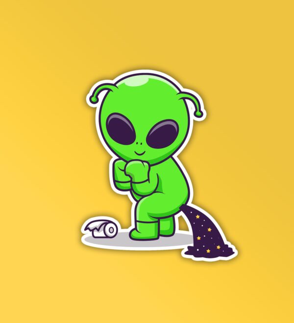 Alien Pooping Space Sticker Alien Pooping Space Sticker