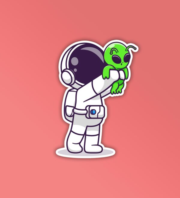 Astronaut Holding Baby Alien Sticker Astronaut Holding Baby Alien Sticker