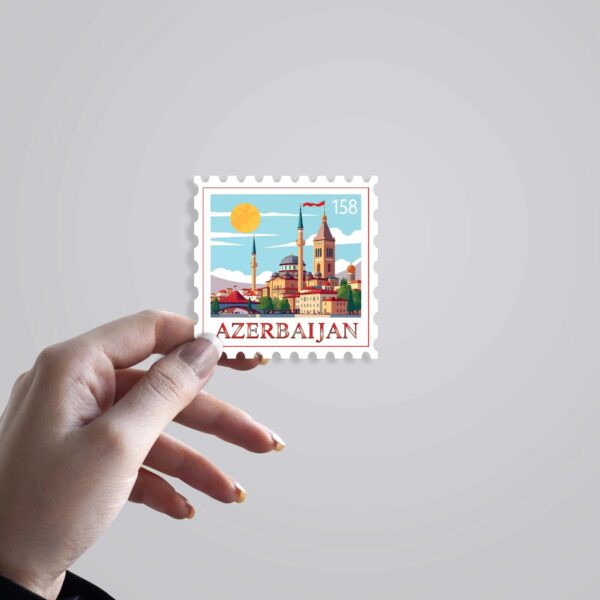 Azerbaijan Historic Cityscape Post Stamp Travels Stickers