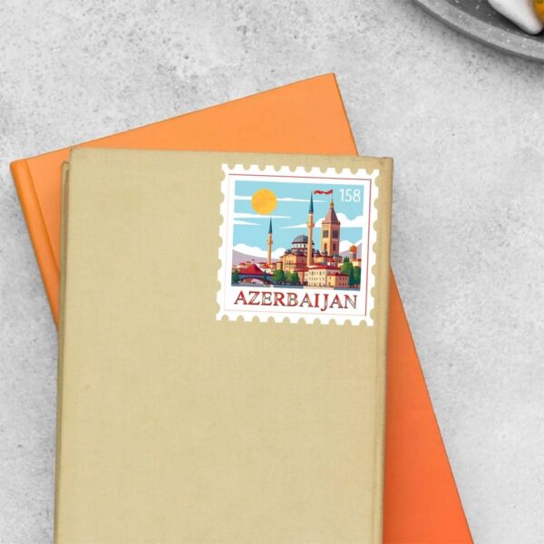Azerbaijan Historic Cityscape Post Stamp Travels Stickers