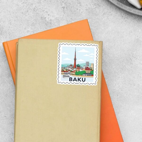 Baku City And Tower Post Stamp Travels Stickers