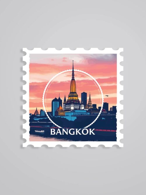 Bangkok Skyline Post Stamp Travels Stickers