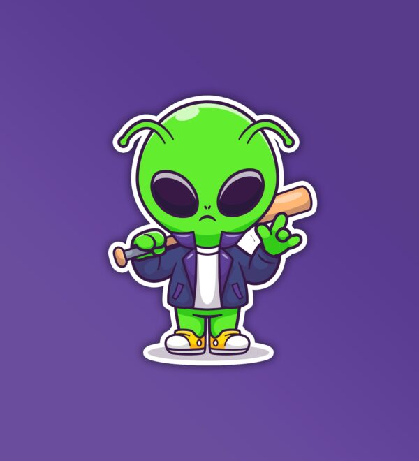 Baseball Player Alien Sticker Baseball Player Alien Sticker