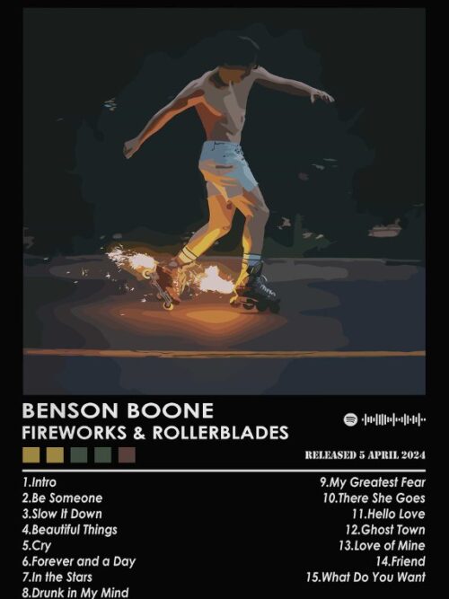 Benson Boone Fireworks And Rollerblades Music Poster