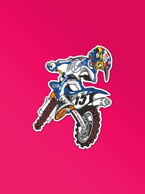 Blue Motocross Bike Sticker