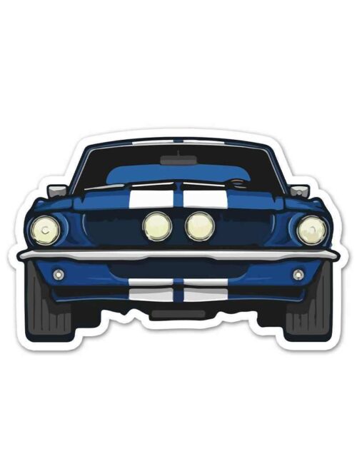 Blue Muscle Car Sticker