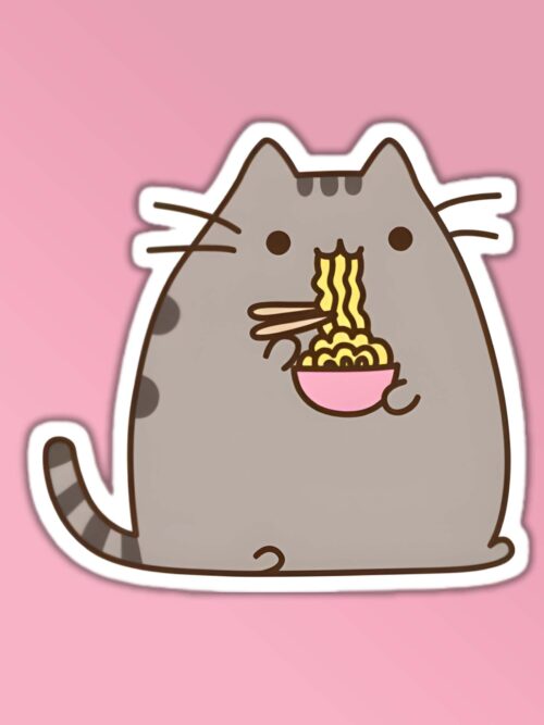 Cat Eating Noodles