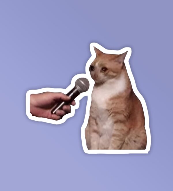 Cat Meme Funny Mic Meme Laptop _ Mobile Sticker Cat Meme Funny Mic Meme Laptop _ Mobile Sticker