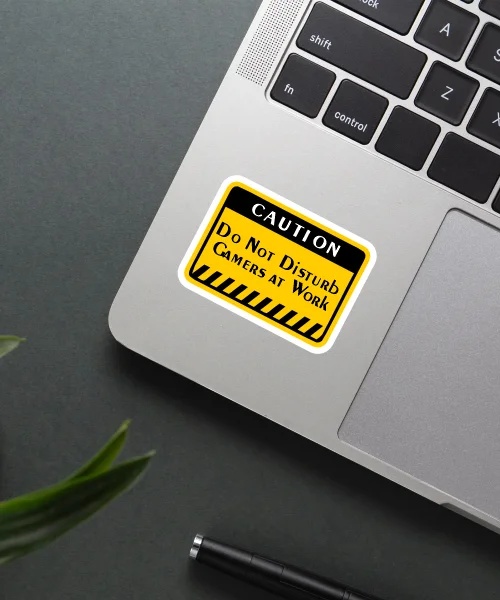 Caution Gamers At Work Sticker