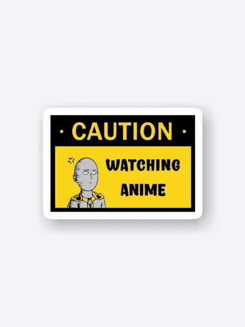 Caution Watching Anime Saitama Sticker