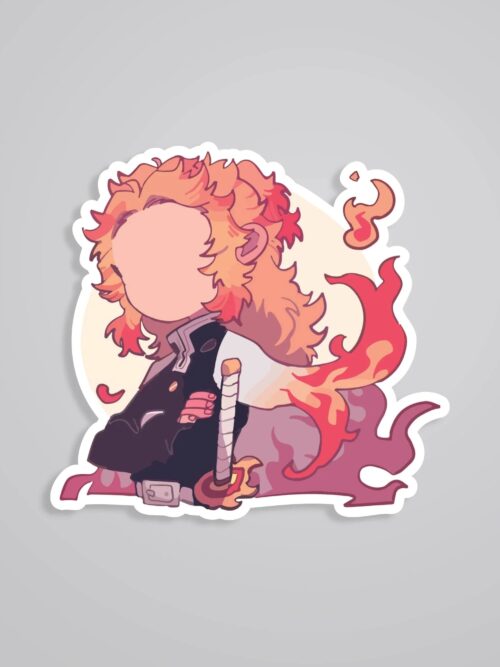 Chibi Rengoku With Flames Anime Stickers