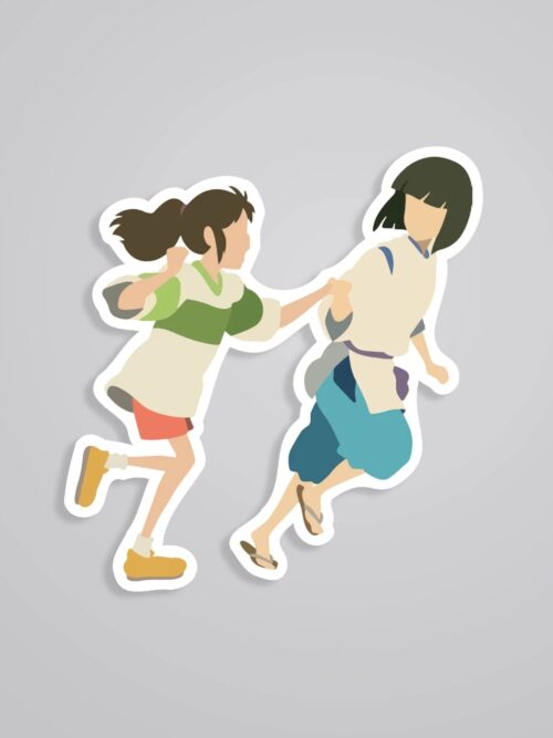 Chihiro And Haku Running Anime Stickers