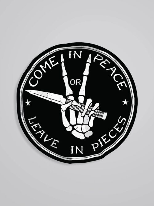 Come In Peace Or Leave In Pieces Witty Stickers