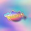 Cosmic Cat Holographic Laptop Mobile Sticker