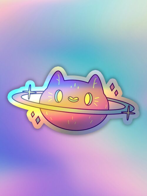 Cosmic Cat Holographic Laptop Mobile Sticker