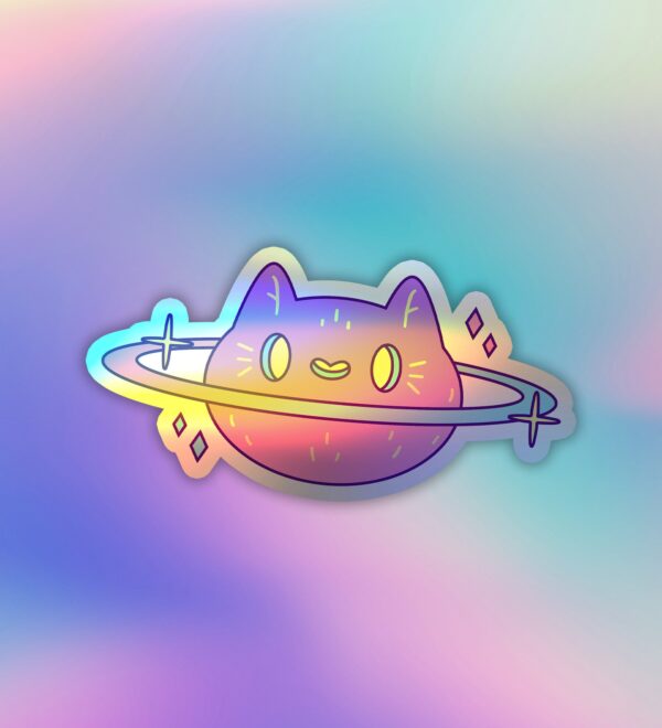 Cosmic Cat Holographic Laptop Mobile Sticker Cosmic Cat Holographic Laptop Mobile Sticker