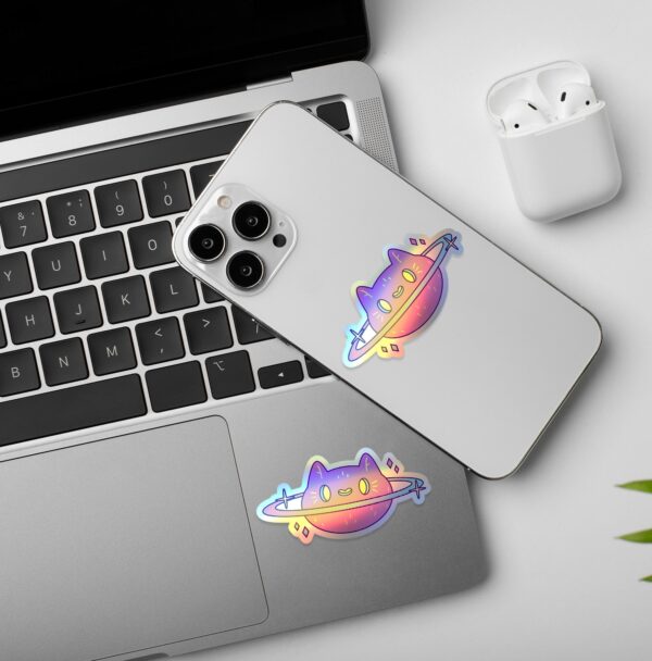 Cosmic Cat Holographic Laptop Mobile Sticker Cosmic Cat Holographic Laptop Mobile Sticker