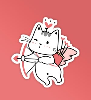 Cupid Kitty Laptop Mobile Stickers