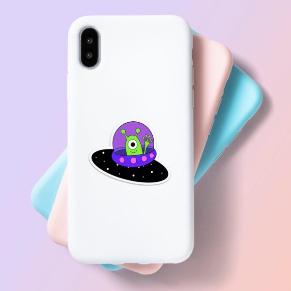 Cute Alien In Spaceship Sticker Cute Alien In Spaceship Sticker