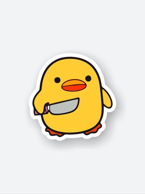 Cute Duck With Knife Sticker