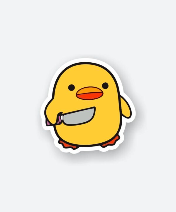 Cute Duck With Knife Sticker