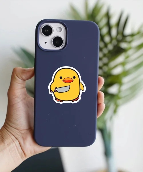 Cute Duck With Knife Sticker