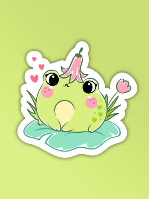 Cute Frog Heart Laptop And Mobile Stickers