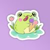 Cute Frog With Ice Cream Laptop And Mobile Stickers